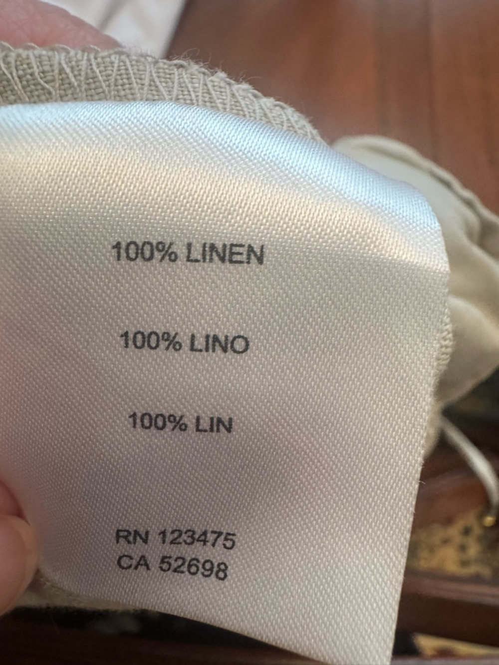 Ellen Tracy Beige Wide-Leg Linen Drawstring Pants - Picture 5 of 5